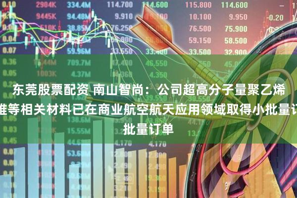 东莞股票配资 南山智尚:公司超高分子量聚乙烯纤维等相关材料已在商业航空航天应用领域取得小批量订单