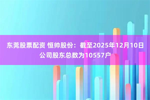 东莞股票配资 恒帅股份：截至2025年12月10日公司股东总数为10557户