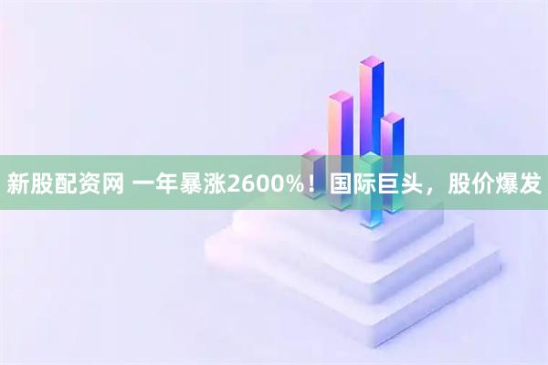 新股配资网 一年暴涨2600%！国际巨头，股价爆发